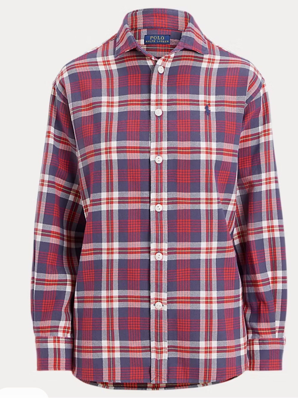 Classic Fit Plaid Cotton Twill Shirt/Polo Ralph Lauren Blue and Red Plaid Shirt